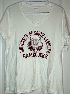 Hanes White V-Neck University of South Carolina Gamecocks Tee